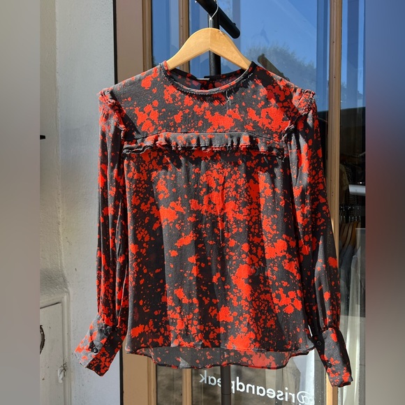 Isabel Marant Red and Black Patterned Blouse - Picture 1 of 4